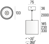 Lampa wisząca PROXA MOVE H145 ZW QR111 5.0846 Labra tuba 14.5 cm 23 cm 33 cm - 2
