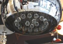 Lampa sufitowa plafon  BURN 2 TOP AZ0700 Azzardo Oryginalny dymiony klosz z którego wystają kryształki - 4