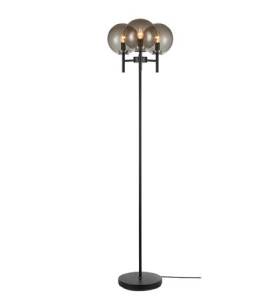 Lampa podłogowa CROWN 107947 Markslojd dymione klosze czarna ściemniacz 