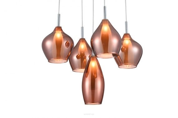 Lampa wisząca AMBER MILANO AZ3172  Azzardo Opływowe szklane klosze zjawiskowe różne kształty miedź 