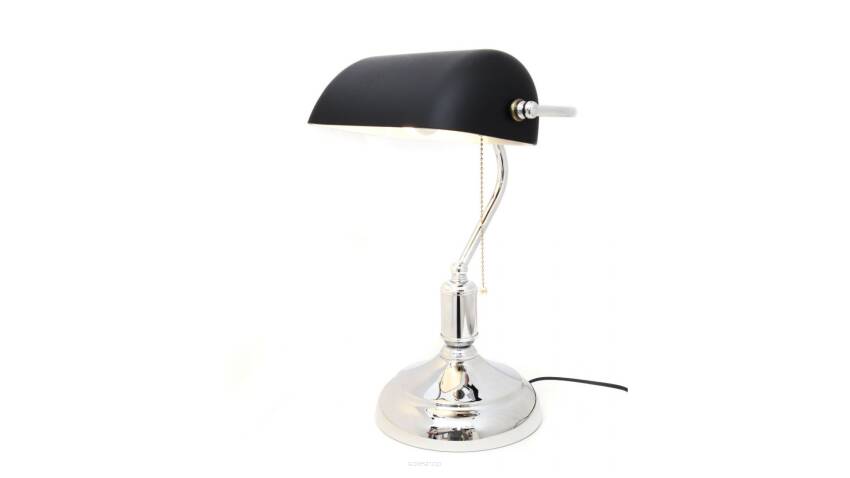 KLASYCZNA LAMPA BANKIERSKA BIURKOWA CZARNA BANKER CLASSIC LDT 305 (BK+CHR)