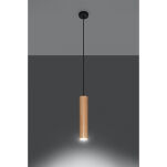 LAMPA  WISZĄCA LINO DREWNIANA TUBA NA CZARNEJ PODSUFITCE PROSTA ELEGANCKA SL.0636 SOLLUX - 2
