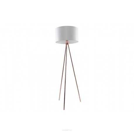 Lampa podłogowa FINN AZ3009 Azzardo Nowoczesna trójnożna podstawa w kolorze miedzi biały abażur