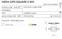 Lampa sufitowa wpuszczana HERA GIPS SQUARE S WH AZ3466 Azzardo Nowoczesna kwadratowa  - 2
