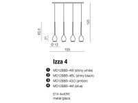 Lampa wisząca IZZA 4 AZ0100 Azzardo 4 zwisy na podłużnej podsufitce nowoczesna czarna shiny black - 3