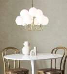 Lampa wisząca BIANCO 107994 Markslojd złota podstawa z białymi kulistymi kloszami  - 3