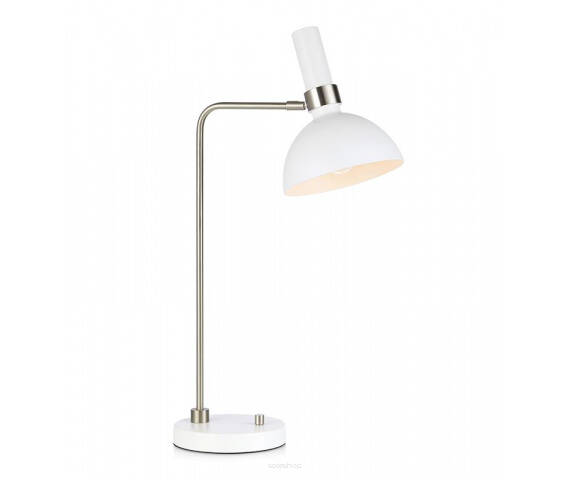 Lampa stołowa Larry 107502 Markslojd  minimalistyczna biała srebrne wstawki