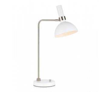 Lampa stołowa Larry 107502 Markslojd  minimalistyczna biała srebrne wstawki