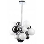 Lampa wisząca NOBLE AZ0110 Azzardo Ekstrawagancka i nietuzinkowa metalowa podstawa szklane klosze w kolorze białym i chromu - 2