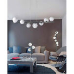 Lampa wisząca SYBILL 10 PENDANT  AZ2100 Azzardo Elegancka metalowa podstawa opleciona białymi szklanymi kloszami - 2