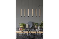 Lampa wisząca IZOLDA 6 AZ3339 Sześć tub wykonana z drewna i metalu zwisających z podłużnej podsufitki - 2
