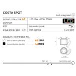 Lampa sufitowa wpuszczana COSTA SPOT AZ2706 Techniczna ruchoma LED czarna - 2