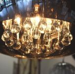 Lampa wisząca  BURN 2 AZ0700 Azzardo Oryginalny dymiony klosz z którego wystają kryształki - 6
