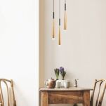 Lampa wisząca CONTE MD1998A-3GL Zuma Line 3 smukłe klosze na okrągłej podsufitce złota - 2