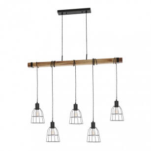 Lampa wisząca PONTE PND-4290-5-L Italux surowy styl drewno metal retro