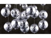Lampa wisząca RAIN AZ0270 Azzardo okrągła podsufitka podczepione do niej linki ze szklanymi kulkami CHROM - 2