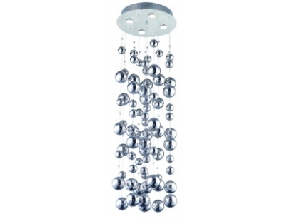 Lampa wisząca RAIN AZ0270 Azzardo okrągła podsufitka podczepione do niej linki ze szklanymi kulkami CHROM