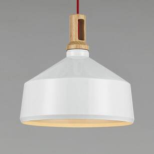 Lampa wisząca NORDIC WOODY biało drewniana 35 cm ST-5097A skandynawska minimalistyczna