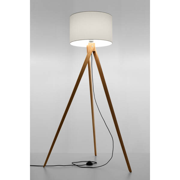 SOLLUX Duża Elegancka Lampa Podłogowa Stojąca LEGNO 2 Okrągły Abażur  SL.0524