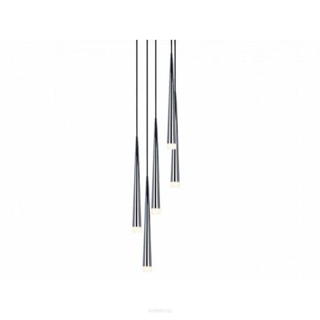 Lampa wisząca STYLO 5 AZ0134 Azzardo Smukłe stożkowe zwisy umieszczone na okrągłej podsufitce  chrome