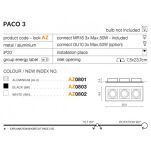 Lampa sufitowa PACO 3 AZ0802 Azzardo Techniczna potrójna wpuszczana z ruchomym źródłem światła  - 2