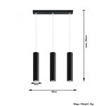 Lampa Wisząca LAGOS 3 Czarny  Oprawa Zwis Sufitowy LED SOLLUX LIGHTING SL.0329 - 3