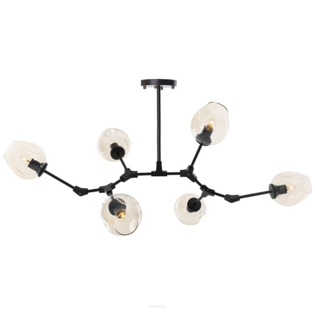 Lampa wisząca MODERN ORCHID-6 bursztynowo czarna 130 cm orchidea