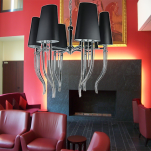 Lampa wisząca DIABLO 6 BIG AZ1390 Azzardo Podstawa w kolorze chromu materiałowe czarne abażury   - 4