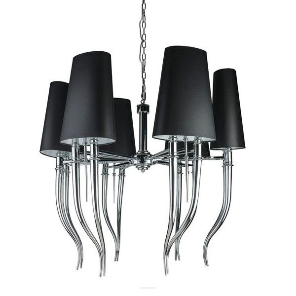 Lampa wisząca DIABLO 6 BIG AZ1390 Azzardo Podstawa w kolorze chromu materiałowe czarne abażury  