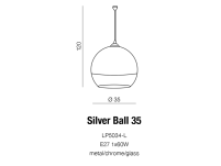 Lampa wisząca SILVER BALL 35 AZ0732 Azzardo Oryginalna i nietypowa klosz ze szkła w kolorze chromu i transparentnego - 5