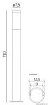 Słupek ogrodowy INOX ST 022-1100 BL SU-MA stal nierdzewna 110 cm czarny - 3
