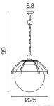 Lampa wisząca KULE Z KOSZYKIEM 200 K 1018/1/KPO SU-MA ZEWNĘTRZNA KLASYCZNA - 2