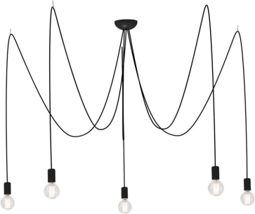 Lampa wisząca SPIDER V 6788 Nowodvorski CZARNA pięcioramienna opleciony kabel