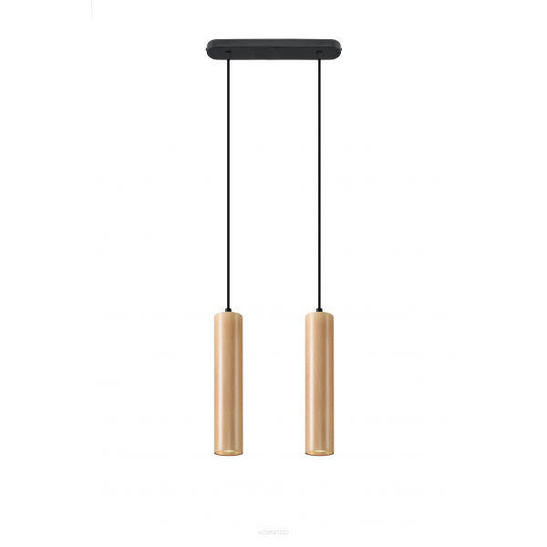 LAMPA  WISZĄCA LINO 2  DREWNIANE TUBY NA CZARNEJ  PODŁUŻNEJ PODSUFITCE PROSTA ELEGANCKA SL.0637 SOLLUX