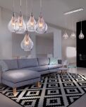 Lampa wisząca ELEKTRA 5 AZ1690 Azzardo Nowoczesna nietypowa w kształcie kropli deszczu okrągła podsufitka 5 zwisów  szkło / aluminium  - 2