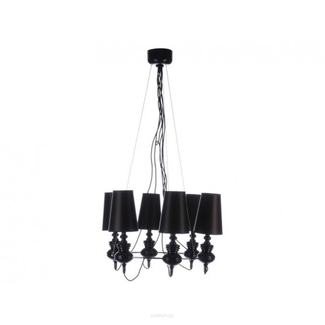 Lampa wisząca BAROCO 6 PENDANT AZ1379 Azzardo Nowoczesna z nutką klasyki czarna tkanina / metal