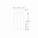 Lampa wisząca ARCTURUS 4 zwisy kolor Czarny - P0574-04D-SDFZ Zuma Line - 2