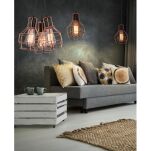 Lampa wisząca CARRON 3  AZ1660 Azzardo 3 zwisy z drucianymi abażurami w kolorze miedzi - 6