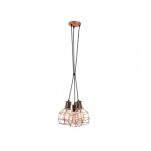Lampa wisząca CARRON 3  AZ1660 Azzardo 3 zwisy z drucianymi abażurami w kolorze miedzi - 2
