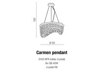 Lampa sufitowa/wisząca CARMEN  AZ1284 Azzardo Dekoracyjna bogato zdobiona kryształkami egipskimi średnica 53 cm - 6
