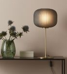 Lampa stołowa SOBER 1L Mosiądz/Szary 107820 artdeco karbowany dymiony klosz  - 2